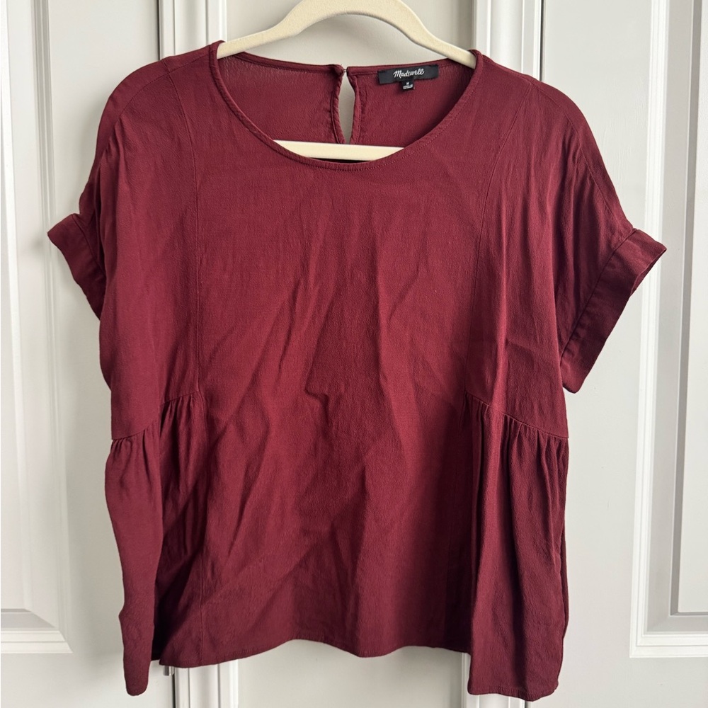 Madewell Short Sleeve Peplum Blouse - Deep Wine